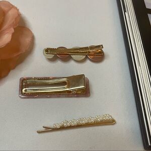 ⭐️New Pearl Metal Acrylic Gem 💎 Stone Geometric Hairpin